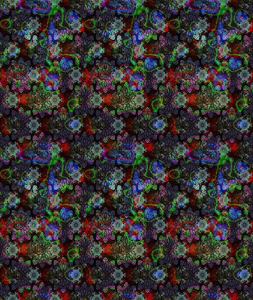 Çizgi çizimi kalıbı. Raster Moda kumaş deseni. Şirin çiçekler..