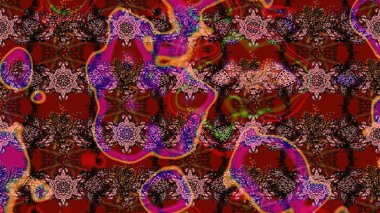 Raster illüstrasyonu. Anti-stres için soyut örnek sayfası. Kahverengi, kırmızı ve pembe renklerde.