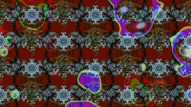 Halk tarzı. Modern çiçek arkaplanı. Parlak renkli çiçekleri ve kırmızı, kahverengi ve gri renkte yaprakları olan harika bir çiçek deseni. Moda baskıları için zarif bir şablon.