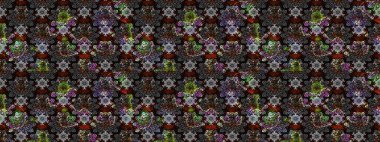 Çiçekli, yapraklı, çiçek desenli eskiz. El çizimi. Raster illüstrasyonu.