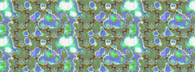 Raster illüstrasyonundaki çiçek desenli çizim. Yeşil renkte çiçekler.