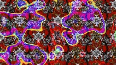 Gri, kırmızı ve kahverengi renkte yaz çiçekleri. Raster illüstrasyonu. Raster deseni. Küçük çiçekte sevimli çiçek deseni var..