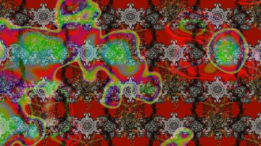 Kıvırcık, parlak örgü. Eski moda arka plan. Desen, çizim, çiçek sınırı. Çiçek çelengi. Raster illüstrasyonu. Güzel, pürüzsüz kumaş, tuval..