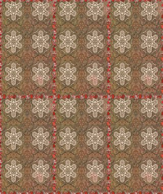 Raster illüstrasyonu. Küçük çiçekli yay deseni çiz. Suluboya tarzında kahverengi renkler üzerine.