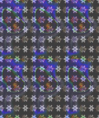 Gri renkli etnik çiçekli zarif eskiz deseni. Asya Tekstil 'inde Raster Çiçek İllüstrasyonu.