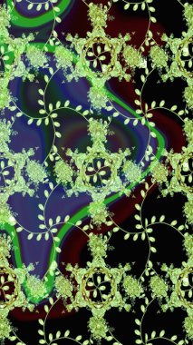 Raster illüstrasyonu. Şirin çiçek elementleri. Taslak desenli, modaya uygun kumaş deseni. Düz Çiçek Elementleri Tasarımı. Renkli Bahar Teması çizim şablonu.