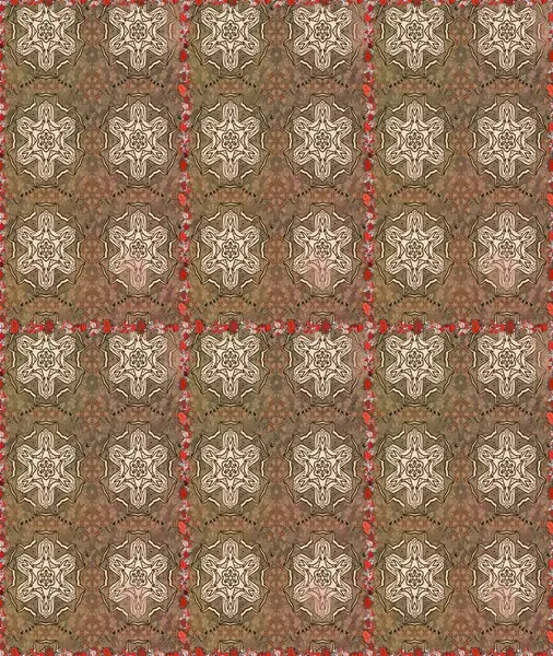 Raster illüstrasyonu. Küçük çiçekli yay deseni çiz. Suluboya tarzında kahverengi renkler üzerine.