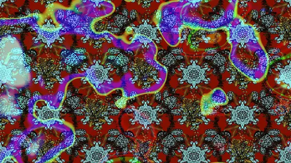 Raster düz çiçek çizim deseni. Mavi, kırmızı ve kahverengi renkte çiçekler. Tasarım hediye paketi, tebrik kartları, posterler ve afiş tasarımı.