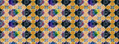 Düz Çiçek Elementleri Tasarımı. Raster Illustrasyon 'daki Çiçek Deseni' nin son moda çizimi. Renkli Yaz Temalı eskiz kalıbı. Sarı renkte çiçekler.