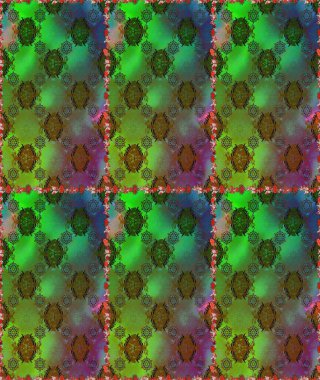 Suluboya elle çizilmiş çiçek desenli eskiz deseni. Parlak renkli fantezi çiçekleri, yapraklar, yeşil ve kahverengi renkli tomurcuklar yeşil ve kahverengi.