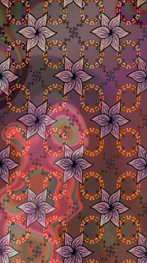 Kahverengi ve mor renkli yapraklı yabani çiçekler. Eskiz arkaplan modeli. Raster illüstrasyonu. Suluboya, elle çizilmiş.