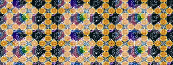 Düz Çiçek Elementleri Tasarımı. Raster Illustrasyon 'daki Çiçek Deseni' nin son moda çizimi. Renkli Yaz Temalı eskiz kalıbı. Sarı renkte çiçekler.