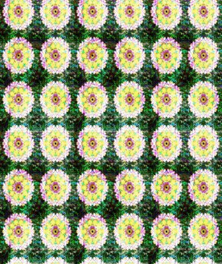 Tropik çiçek desenleri. Yeşil renkli çiçekler. Raster illüstrasyonu.