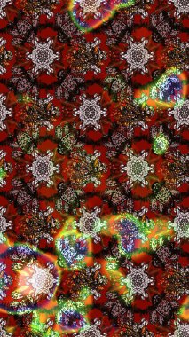 Kahverengi renkler ve parlak çiçekler üzerine soyut çizim deseni. Çiçeksel elementlerle süslenmiş zarif raster dokusu. Küçük çiçekte şirin bir çiçek deseni var..