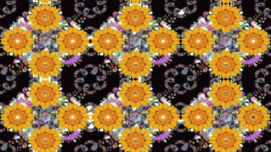 Raster Hip kumaş deseni. Eskiz Vintage Çiçek Deseni.