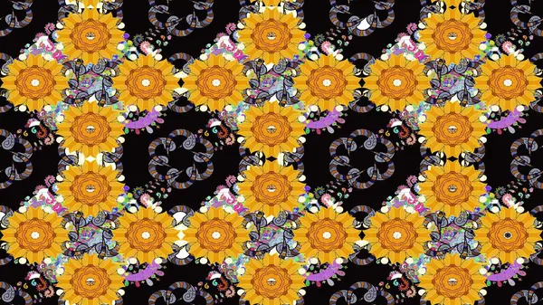 Raster Hip kumaş deseni. Eskiz Vintage Çiçek Deseni.