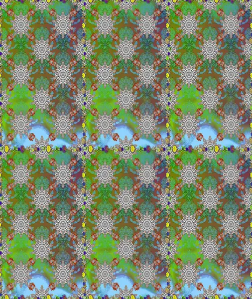 Moda baskıları için zarif bir şablon. Motley illüstrasyonu. Robot resim. Küçük çiçekte güzel bir desen. Küçük renkli çiçekler. Çiçekli bahar çiçekleri.