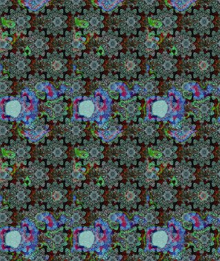 Çiçek desenli raster, yeşil çizgi grafik desenli soyut raster arkaplan. Modern stil dokusu.