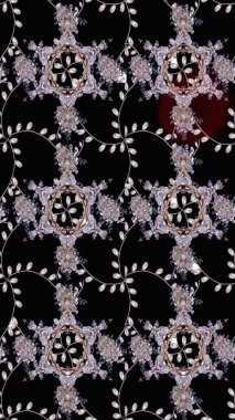 Güzel kumaş deseni. Raster suluboya çiçek deseni, narin çiçekler, siyah, nötr ve gri çiçekler, tebrik kartı şablonu.