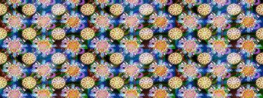 Mavi ve nötr renklerde çiçekler. Düz Çiçek Elementleri Tasarımı. Sevimli çiçek raster deseni. Renk Bahar Teması eskiz şablonu.