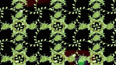 Çiçek ve yapraklı çiçek deseni. Raster illüstrasyonu. Küçük çiçekli şirin desen.