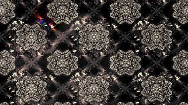 El çizimi çiçek çizimi deseni (fayans). Şirin çiçekli, desenli, siyah renkli renkli bir eskiz. Tekstil için suluboya çizim deseni.