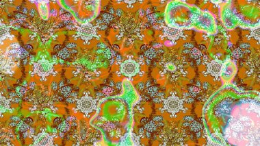 Raster düz çiçek çizim deseni. Hediye ambalaj kağıdı, tebrik kartları, posterler ve pankart tasarımı. Kahverengi, turuncu ve nötr renkte çiçekler.