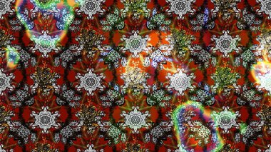 Ağaç dallı bahar çiçekleriyle desen, gri, kahverengi ve çiçek siluetiyle kırmızı renkler. Raster deseni.