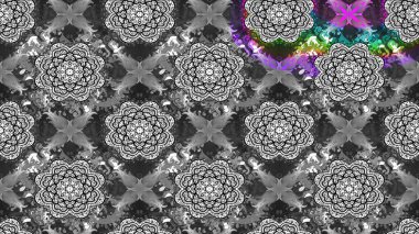 Etnik Mandala havlusu. Tebrik kartı geçmişi, boyama kitabı, arkaplan ve tekstil için kullanılabilir. Raster Henna tarzı. Sınır Kızılderili çiçekli paisley patten. Taslak süsleme izi.