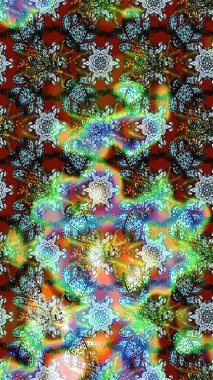 Raster illüstrasyonundaki çiçek desenli çizim. Çiçekler suluboya stilinde yeşil, mavi ve nötr renklerde.