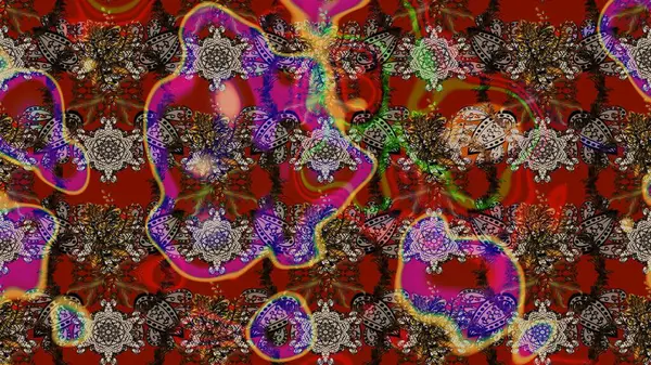 Kahverengi, kırmızı ve gri papatyalar kahverengi, kırmızı ve gri renklerde. Raster illüstrasyonu. Kahverengi, kırmızı ve gri renklerde.