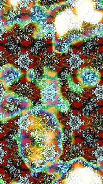 Güzel kumaş deseni. Renkli Yaz Temalı eskiz kalıbı. Raster Illustrasyon 'daki Çiçek Deseni' nin son moda çizimi. Düz Çiçek Elementleri Tasarımı.