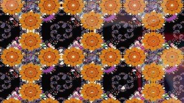 Turuncu renkli şirin tekstil. Raster illüstrasyonu. Çiçek duvar kâğıdı. Çiçek arkaplan. Renkli çizim deseni.