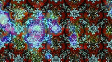 Renkli Bahar Teması eskiz kalıbı. Mavi, kahverengi ve kırmızı renkte çiçekler. Raster illüstrasyonundaki çiçek desenli çizim. Düz Çiçek Elementleri Tasarımı.