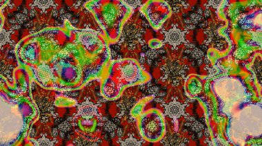 Raster illüstrasyonundaki çiçek desenli çizim. Kahverengi, gri ve yeşil renkte çiçekler.