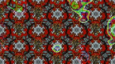 Küçük çiçekteki sevimli çiçek deseni. Raster illüstrasyonu. Çiçekler kırmızı, kahverengi ve gri renklerde.