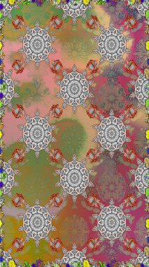 Çiçeksiz desenli arka plan. Gömlek baskısı için çiçek boyası. Gri ve kahverengi renkte çiçekler.