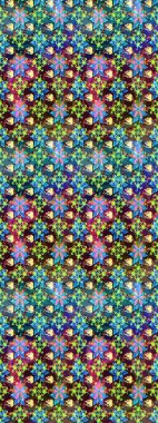 Raster illüstrasyonundaki çiçek desenli çizim. Mavi ve kahverengi renkte çiçekler.