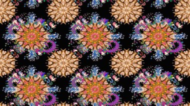 Renkli Yaz Temalı eskiz kalıbı. Sevimli çiçek raster deseni. Düz Çiçek Elementleri Tasarımı. Modaya uygun kumaş deseni.