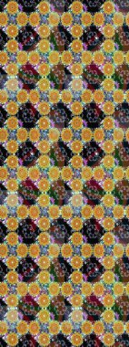 Eskiz arkaplan modeli. Suluboya, elle çizilmiş. Raster hisseleri. Sarı üzerine çiçekler..