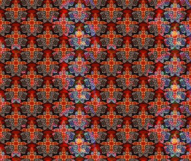 Raster. Kırmızı renkte güzel çiçekler, suluboya desenli eskiz deseni, duvar kağıdı, kart veya kumaş için fayanslı..