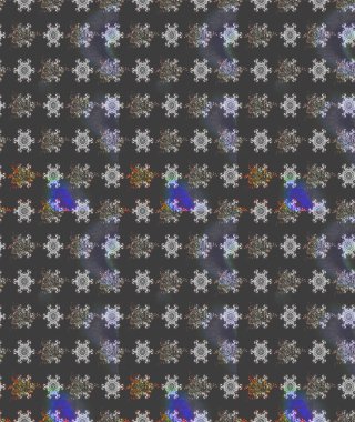 Raster illüstrasyonundaki çiçek desenli çizim. Gri renkli çiçekler.