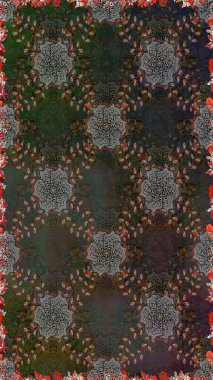 Çiçekli çiçek deseni, suluboya. Süslü kumaş deseni. Raster deseni.