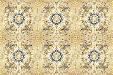 Raster oryantal süs. Altın şablonu çiz. Altın desenli bej, nötr ve kahverengi altın elementlerle.