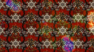 Hediye ambalaj kağıdı, tebrik kartları, posterler ve pankart tasarımı. Kahverengi, kırmızı ve bej renkli çiçekler. Raster düz çiçek çizim deseni.