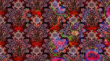 Kahverengi renklerde. Raster illüstrasyonu. Çiçek buketleriyle klasik tarzda eskiz deseni.