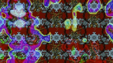 Çiçek desenli eskiz, darbeler, sıçramalar, yaz çiçekleri. Kırmızı, mavi ve kahverengi renkte çiçekler. Raster illüstrasyonu.