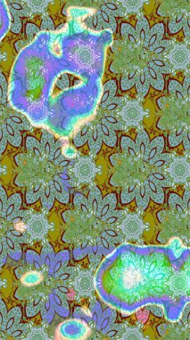 Raster deseni. Bahar çiçekleri dallı desen, yeşil renkler çiçekli siluet.