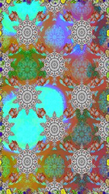 El çizimi, soyut ve süslü elementler. Suluboya resim taklit Raster çizimi. Klasik çiçekler. Gri ve kahverengi renkler. Yaz çiçekleri teması.