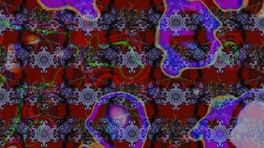 Raster illüstrasyonu. Kumaş, tekstil, duvar kağıdı baskısı için. Miles Fleur, süslü püslü bir süs. Tomurcukları papatya çiçekleri olan sevimli bir çiçek deseni. Eski usul. Taslak arkaplan.